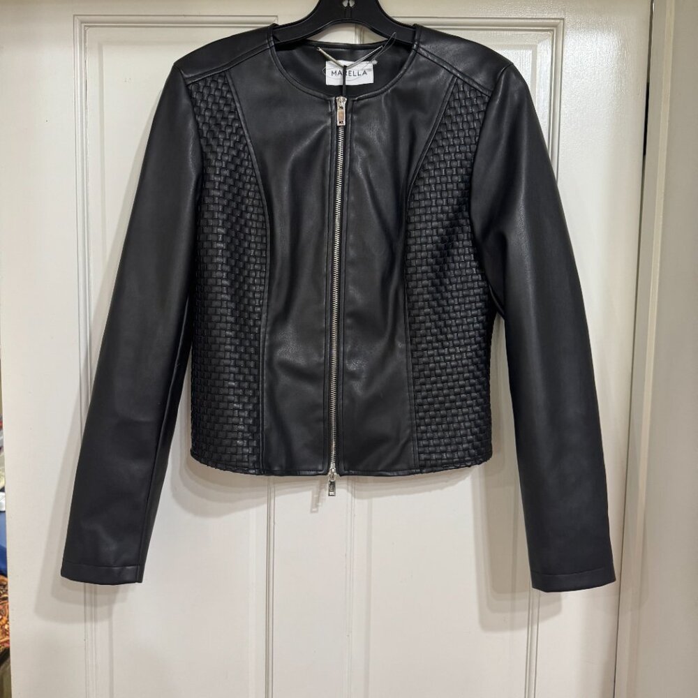 SALE NEW with Tags $455 Marella Jacket Faux Leather Black sz 6